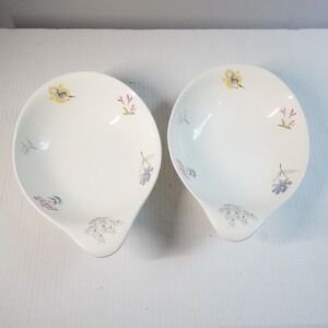 VTG Hallcraft Eva Zeisel Bouquet Serving Bowl Set Floral White Porcelain Kitchen